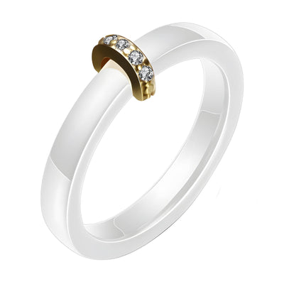 Ceramic / 18K gold plated steel finger ring, Intensity